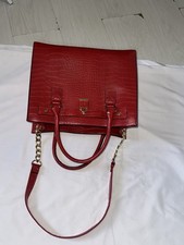 Burgundy Croc Effect Satchel Bag with Chain Strap #Satchel Bag Shoulder Bag