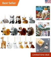 15 Pieces Animal Ornaments, Woodland Faux Fur Animal Hanging Ornament Bulk Pl...