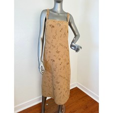 Japanese Italiya GK Designer Midi Dress Lace Up Back Leopard Accent Tan