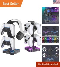 Stylish Gamer Headset Stand with 9 RGB Modes  USB Charging - Ideal for Desktops