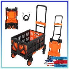 2-in-1 Heavy Duty Folding Hand Truck w/Basket 330 LBS 4-Wheel Utility Dolly Cart