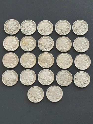 22 Lot Of  1938 D Buffalo Nickel 5C Coin All Visible Dates Nickels