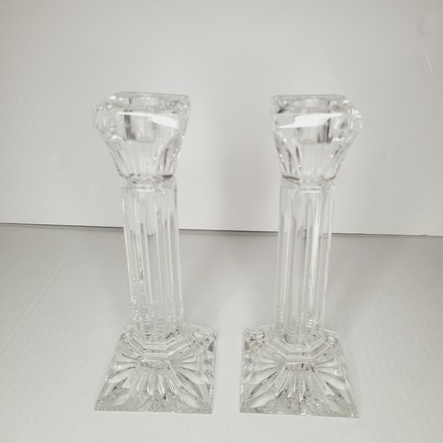 Set Of 2 Waterford Lismore Crystal 6” Column Candlesticks Made In Germany FLAW! - 第 1/11 張圖片
