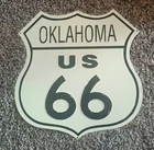 Vintage Tin Metal Route 66 Oklahoma Road Sign 11 1/2 X 11 Very Good Condition!