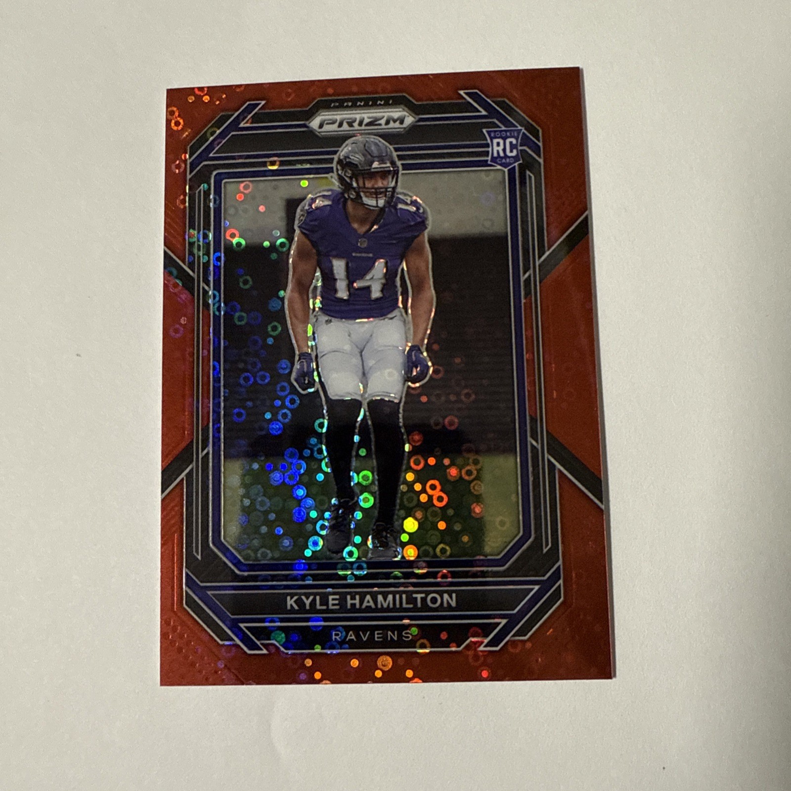 2022 Panini Prizm - No Huddle #342 Kyle Hamilton (RC) Red Disco Prizm /50