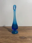 Fenton Cobalt Blue Hobnail Glass Swung Bud Vase 9 3/4 in No Chips