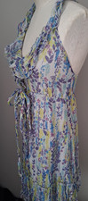 Warehouse Silk Floral Mini Dress Halter Boho Wedding Festival UK 12