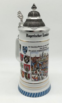 Bierkrug Zinndeckel ,,100 Jahre BLV Augsburg Marktkaufleute u. Schausteller, NEU