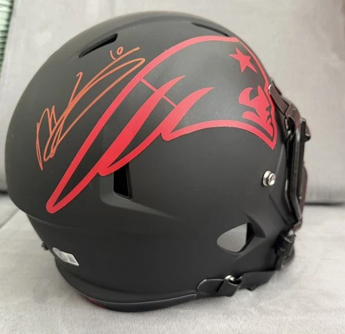 MAC JONES SIGNED NEW ENGLAND PATRIOTS ECLIPSE FULL SIZE SPEED HELMET REPLICA BSA