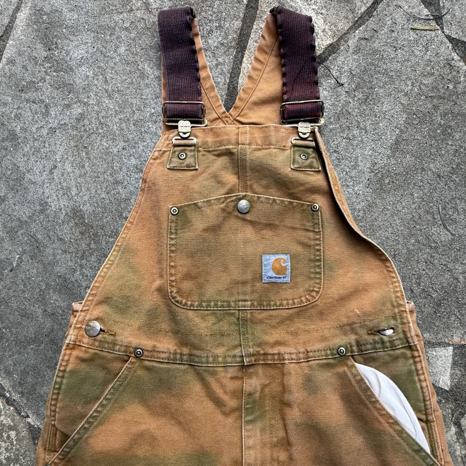 Mono Carthartt Juvenil 12 Marrón Pato Babero Aislado Acolchado Forrado Exterior Trabajo Foto 3 de 4