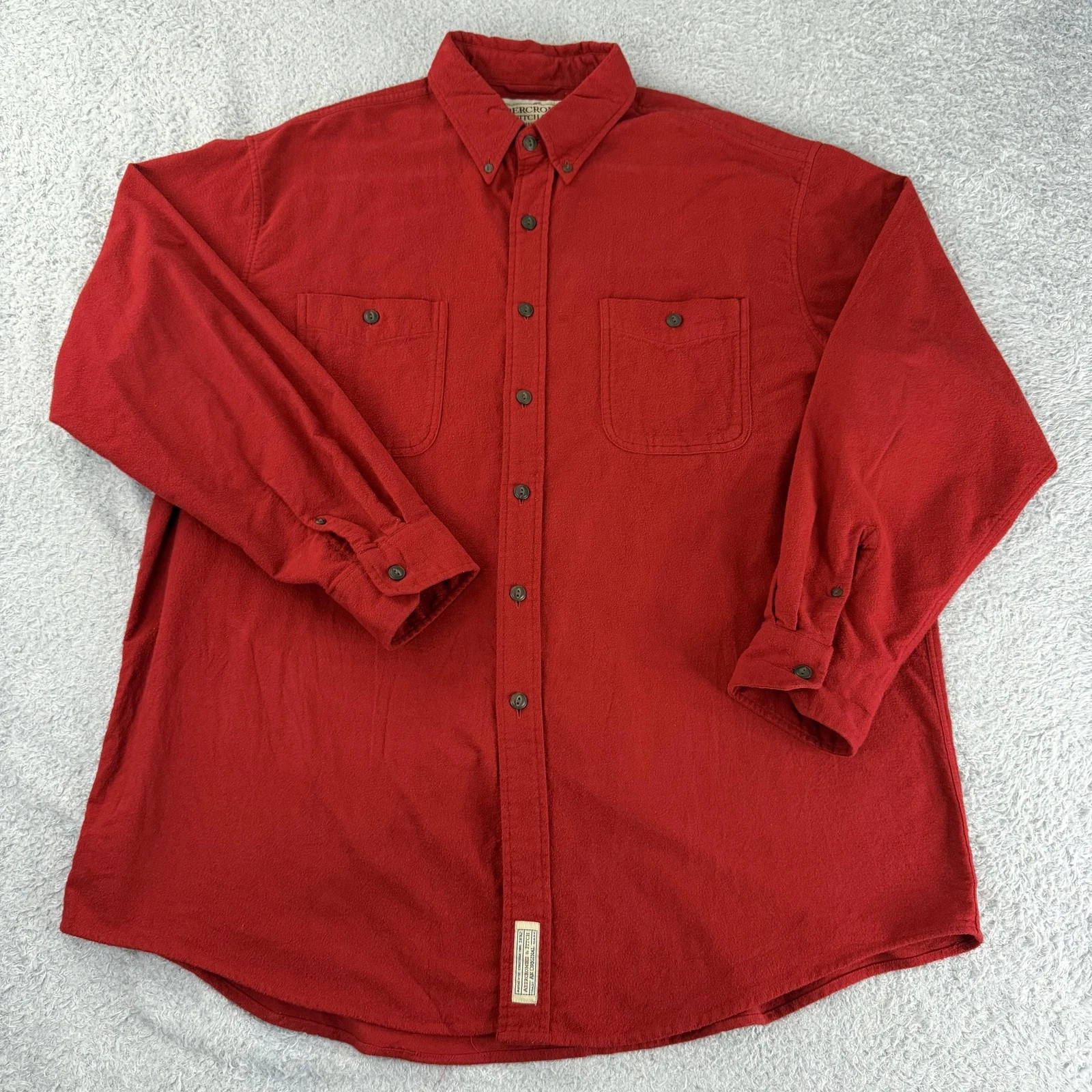 Abercrombie & Fitch Shirt Mens XL Red Chamois Cotton Flannel Workwear Outdoor