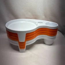 Party Pal Stackable Snack Plate Drink Holder Set White Orange Made in USA