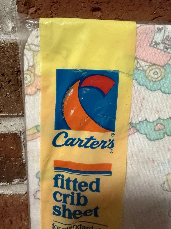 Sábana Cuna Ajustable Vintage Conejitos y Corazones 50/50 Algodón Poliéster Nuevo de Lote Antiguo Foto 3 de 4