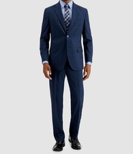 Nautica Men's Blue Plaid Modern-Fit Bi-Stretch 2-PC Jacket Pants Suit Size 40R