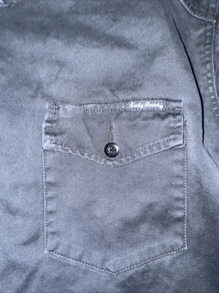 Vintage Lucky Brand Dungarees Workwear Utility Jacket Black XL Chore Coat 26x25 - Image 2 of 4