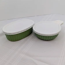 Mini ceramic cookware set - dark green Kathryn Beich - with covers - unused