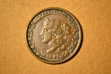 1841 Hard Times Token-Liberty Head/ Millions for Defence- Nice VF/EF