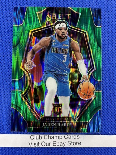 2022-23 #174 Jaden Hardy Panini Select Premier Green Shock Prizm RC SP Mavericks - Foto 1 di 2