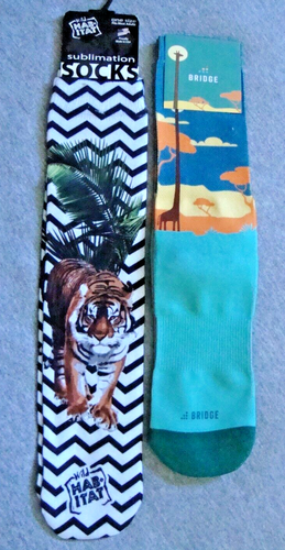 NEW Tiger Wild Habitat Sublimation & Bridge Giraffe SOCKS Adult OneSize USA Made - Picture 4 of 8