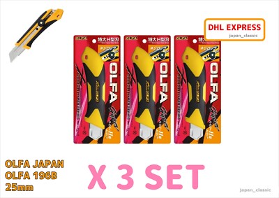 OLFA 196B 25mm X-DESIGN H-TYPE SNAP-OFF BLADE STANLEY UTILITY KNIFE CUTTER X 3