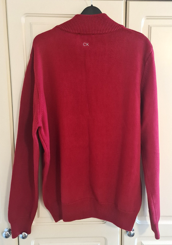 Calvin Klein Golf 1/4 Zip Jumper Size Medium Wool Blend Red Sports Pullover - Picture 6 of 8