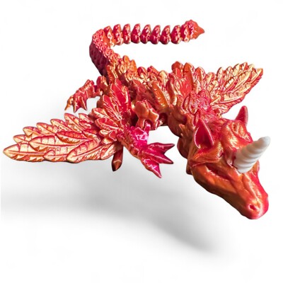 3D Print Unicorn Dragon With Wings And Tail Gold  Magenta Articulating New