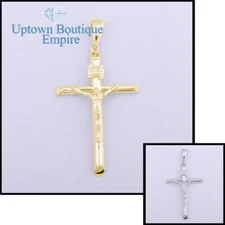 Jesus Christ Crucifix Cross Men Women's 925 Sterling Silver Pendant Charm*DE