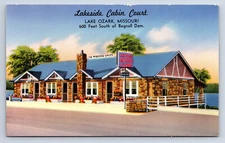 Vintage Postcard Lake Ozark MO Lakeside Cabin Court Modern Units Roadside Q32