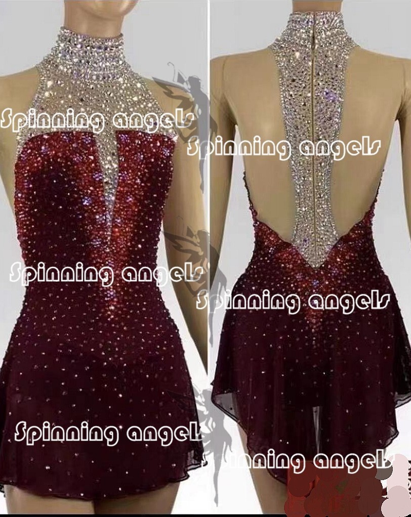 Marvellous Ice Skating Figure skating Dress Gymnastics Costume Burgundy | eBay Marvellous Ice Skating Figure skating Dress Gymnastics Costume Burgundy | eBay