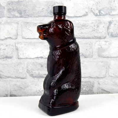 Vintage Glas Braunbär Grizzly Kosak Wodka Flasche - leer - Pub Bar Mancave