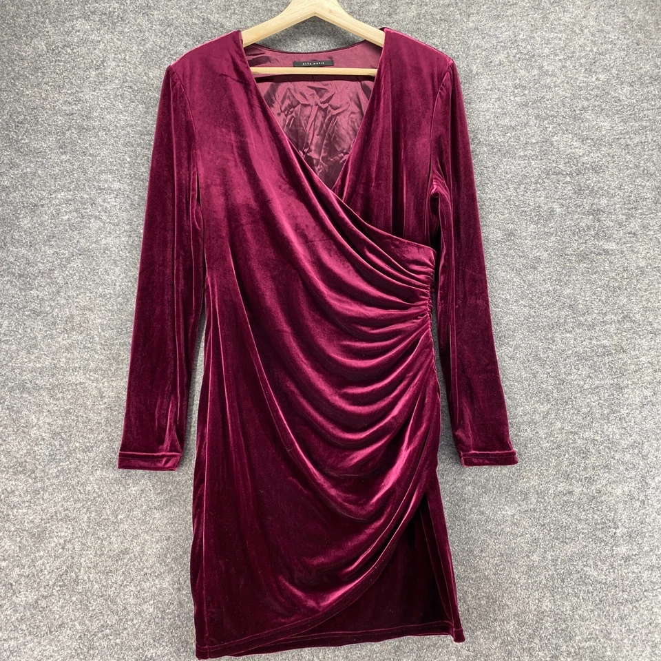 Alex Marie 女式 10 紫色换档短 V 领内衬长袖休闲 — 第 3/4 张图片