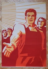 Socialist Realism Original Art Poster Working Сlass Proletariat Soviet Propogand