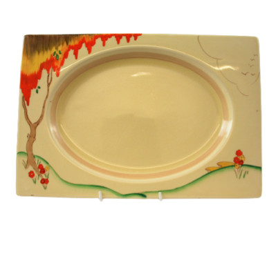 Clarice Cliff Taormina Biarritz rechteckige Platte 133/4'' Vintage 1930er Bizarr