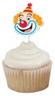 12 Decorative Cupcake Toppers - Big Top Circus Clown Face