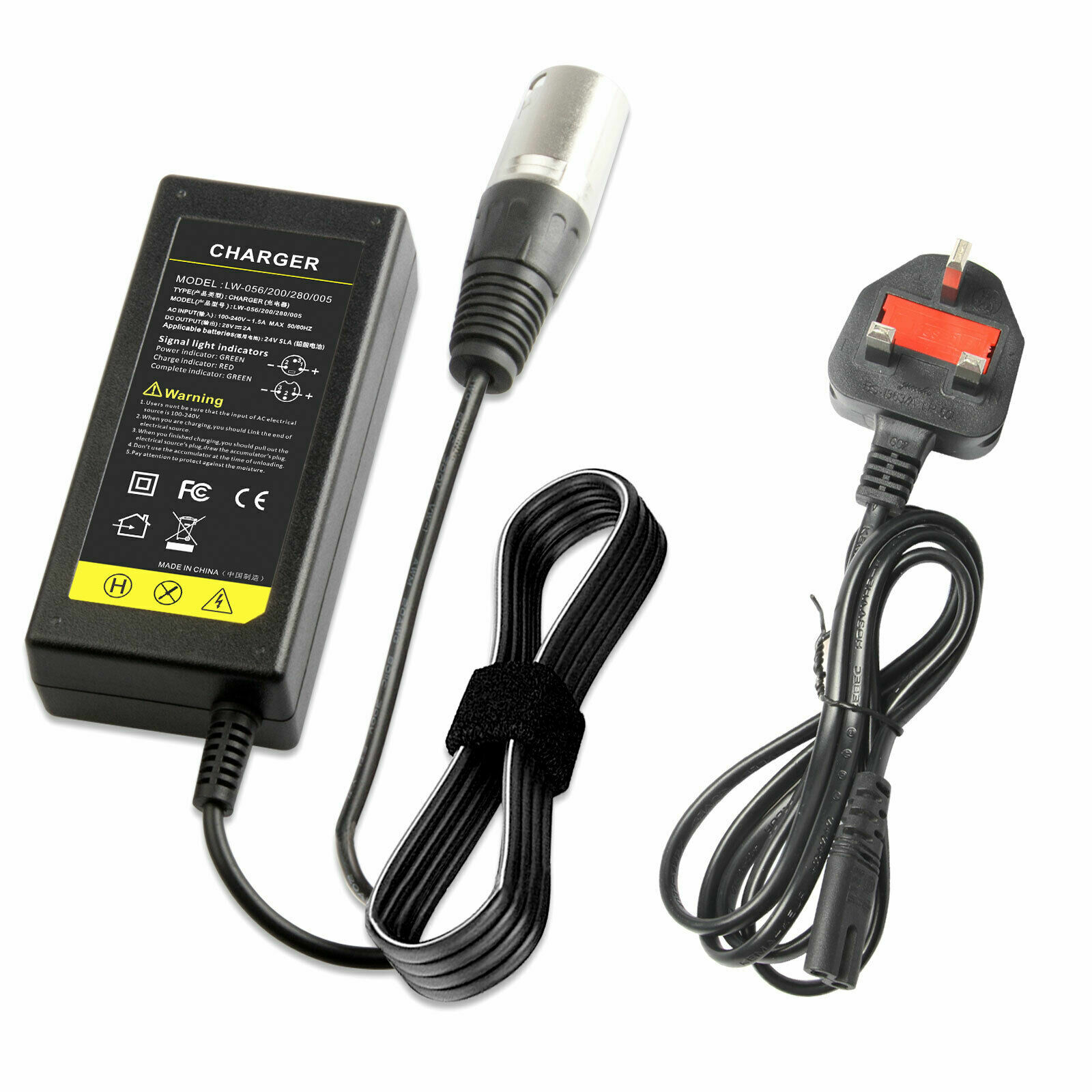 Universal 24/28V Electric Scooter Battery Charger Adapter 3 Pin For