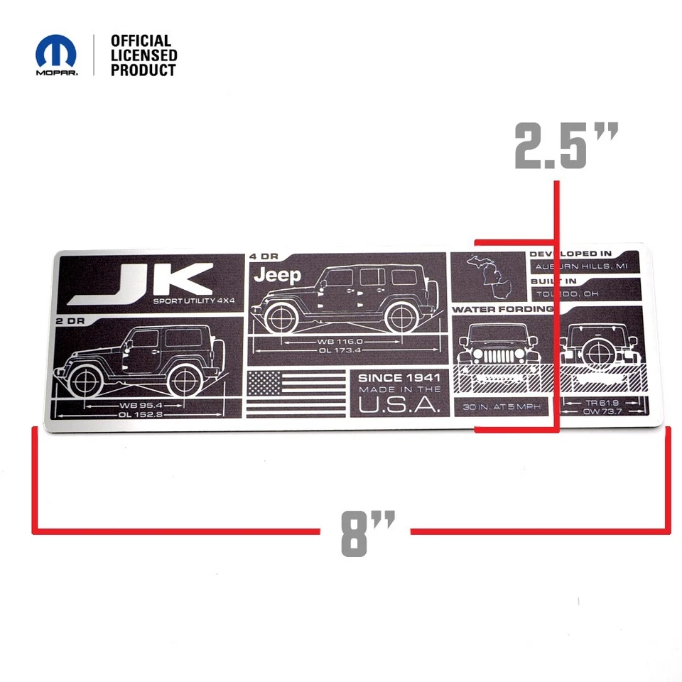 Placa de datos Jeep Wrangler (JK) Foto 3 de 4