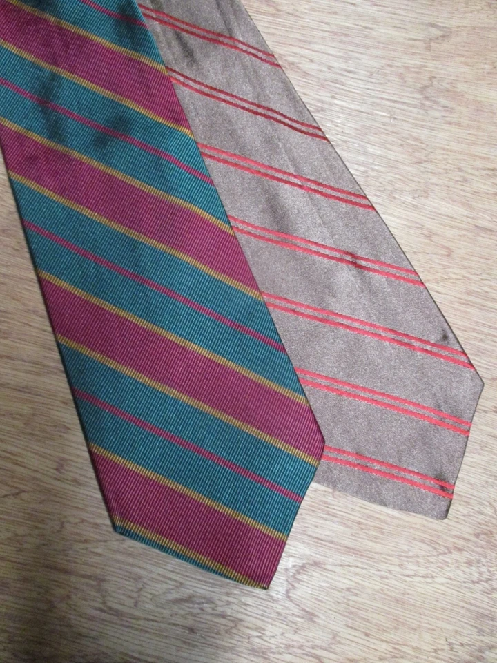 Oxxford Clothes Coach auténtico rojo verde marrón Repp rayas seda corbatas para el cuello Foto 2 de 4
