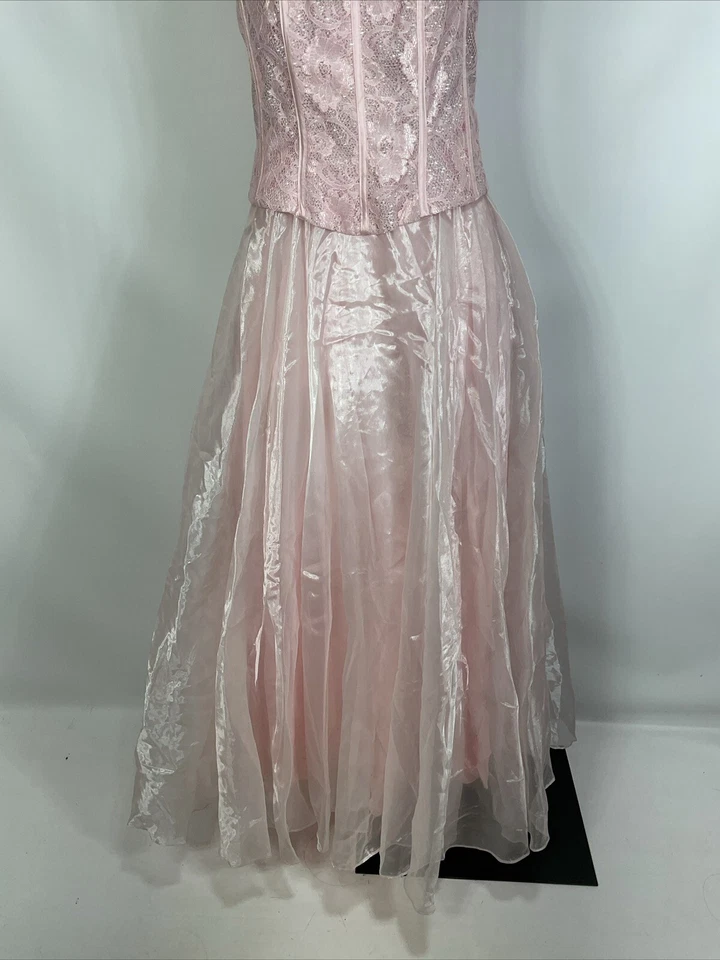 Vestido de formatura vintage rosa de renda Aspeed maxi vestido de baile espartilho 90S Y2K grunge grande - Imagem 4 de 4