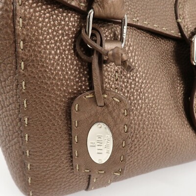 FENDI Selleria ダークブラウン ノート FENDI Selleria Linda Hand Bag Brown Leather 8BR547 Auth Used | eBay