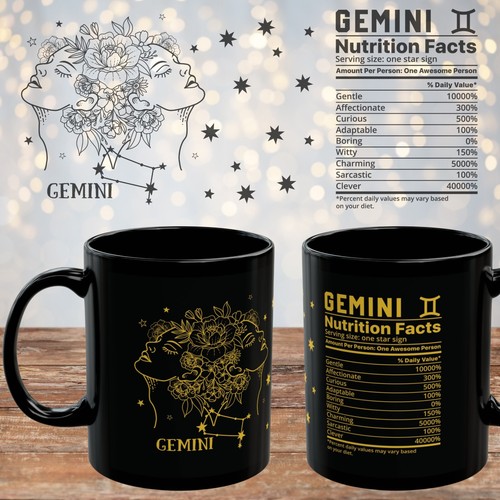 Zodiac Sign Black Mug Gift Coffee Cup Astrology Accent Coffee Mug (11, 15oz) - 第 12/21 張圖片