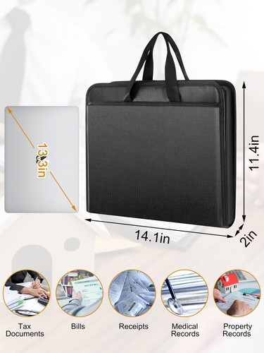 Important Document Organizer Folio Accordion File Organizer Fireproof Expanding - Picture 2 of 7