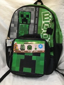 Minecraft Boys Backpack with Lunch Bag and Matching notebook pencils