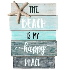 Chesapeake Bay the Beach is My Happy Place Sign with Resin Starfish 11.75 Inches