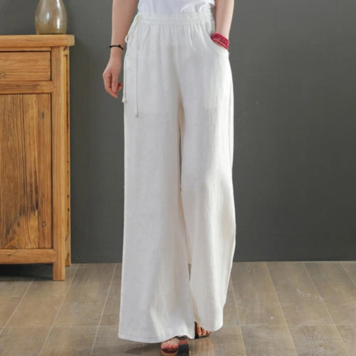 Women Loose Fit Elastic Waisted Palazzo Pant Ladies Daily Wear Casual - Picture 8 of 54