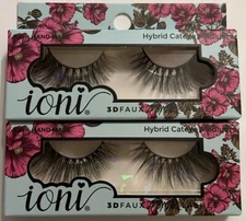 Lot Of 3-Ioni 3D Faux Mink Lashes Eyelashes Hybrid Cateye Medium 00566