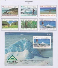 (F154-75) 1999 NZ set of 6stamps &M/S Scenic walks (BY) (LE84)
