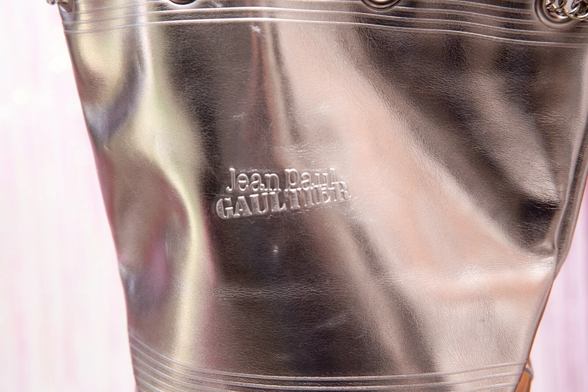 Vintage Silver Jean Paul Gaultier Bucket Bag Shoulder Bag Chain  
