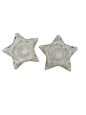 Clear Glass 5-pointed Star Shaped Pressed Glass Votive Tea Light Holder Lot Of 2