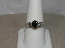 Sterling Silver Sapphire Ring X Design Size 9