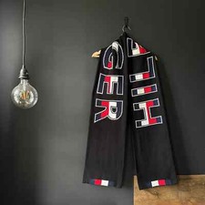 Tommy Hilfiger SPELLOUT Cotton Winter Scarf Black